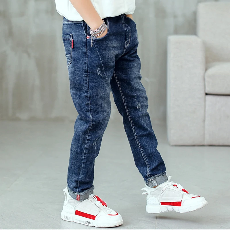 3-12 Years Spring Autumn Boys Jeans Letter M Slim Fit Style Casual Long Trousers For Kids Handsome Children Birthday Present