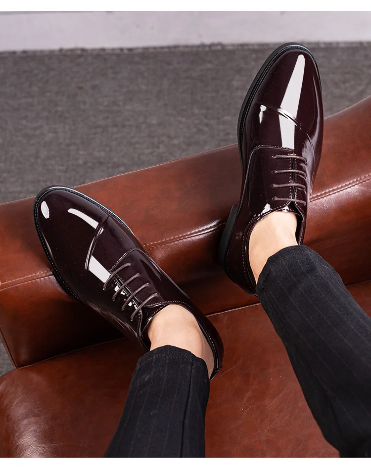 Italian Oxford Shoes for Men Luxury Patent Leather Wedding Shoes Pointed Toe Dress Shoes Classic Plus Size 38-48