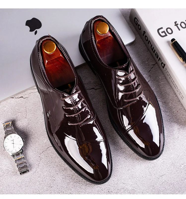 Italian Oxford Shoes for Men Luxury Patent Leather Wedding Shoes Pointed Toe Dress Shoes Classic Plus Size 38-48