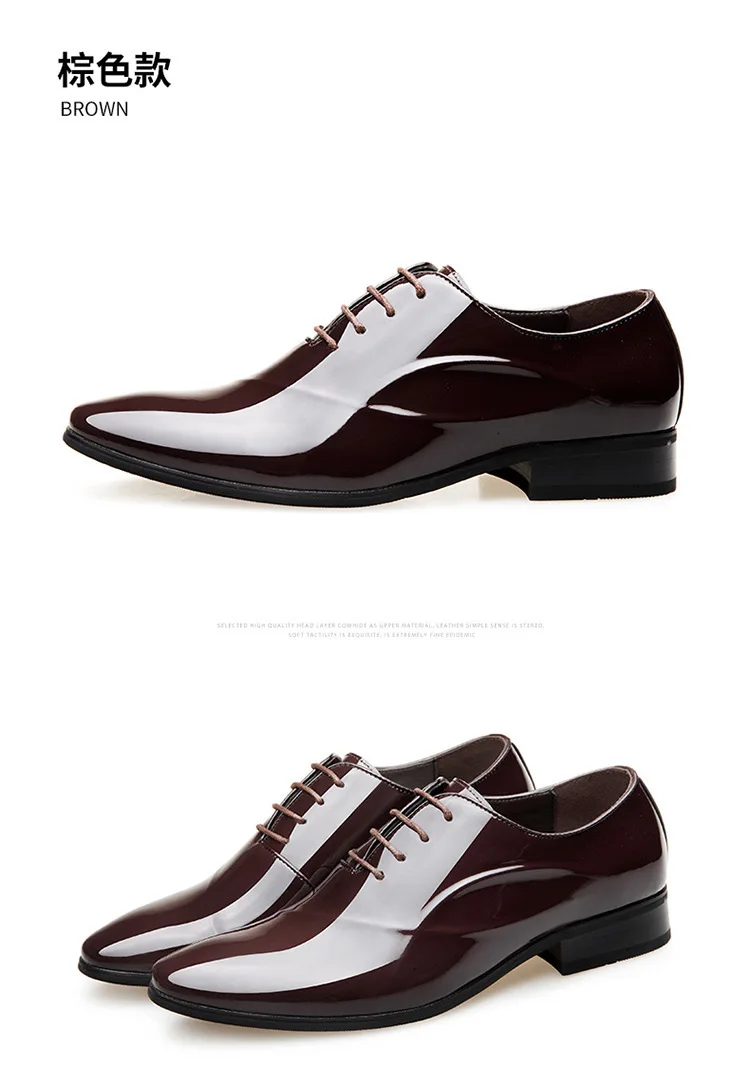 Italian Oxford Shoes for Men Luxury Patent Leather Wedding Shoes Pointed Toe Dress Shoes Classic Plus Size 38-48