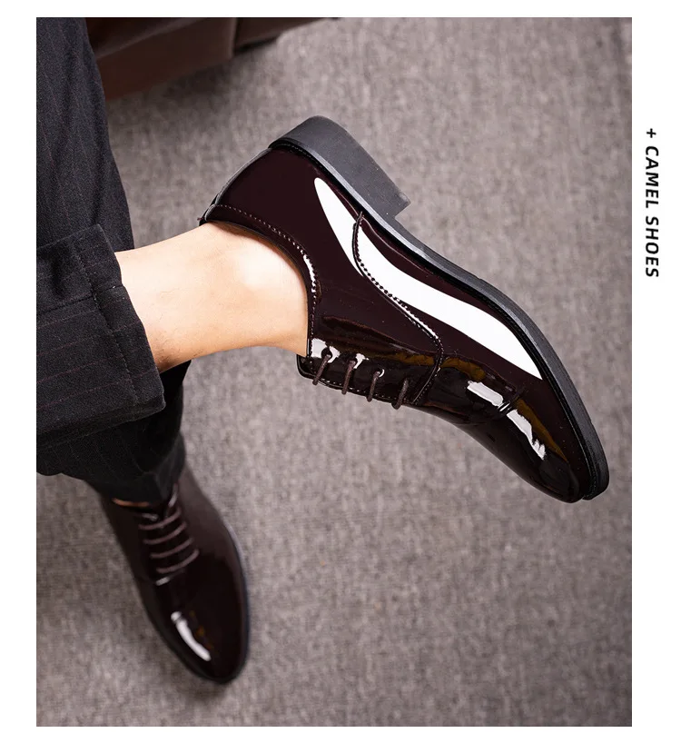 Italian Oxford Shoes for Men Luxury Patent Leather Wedding Shoes Pointed Toe Dress Shoes Classic Plus Size 38-48