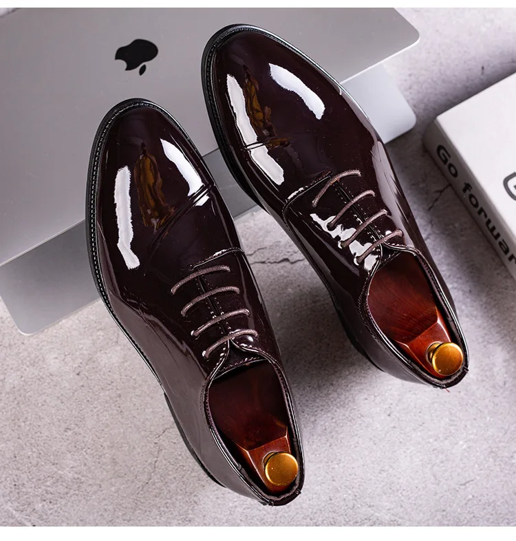 Italian Oxford Shoes for Men Luxury Patent Leather Wedding Shoes Pointed Toe Dress Shoes Classic Plus Size 38-48