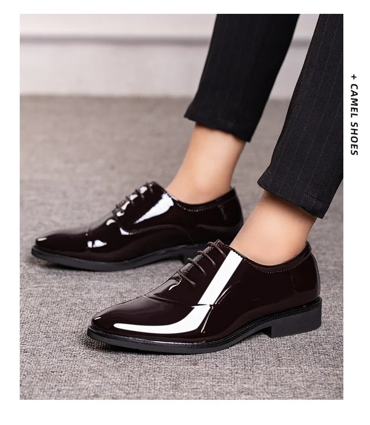 Italian Oxford Shoes for Men Luxury Patent Leather Wedding Shoes Pointed Toe Dress Shoes Classic Plus Size 38-48