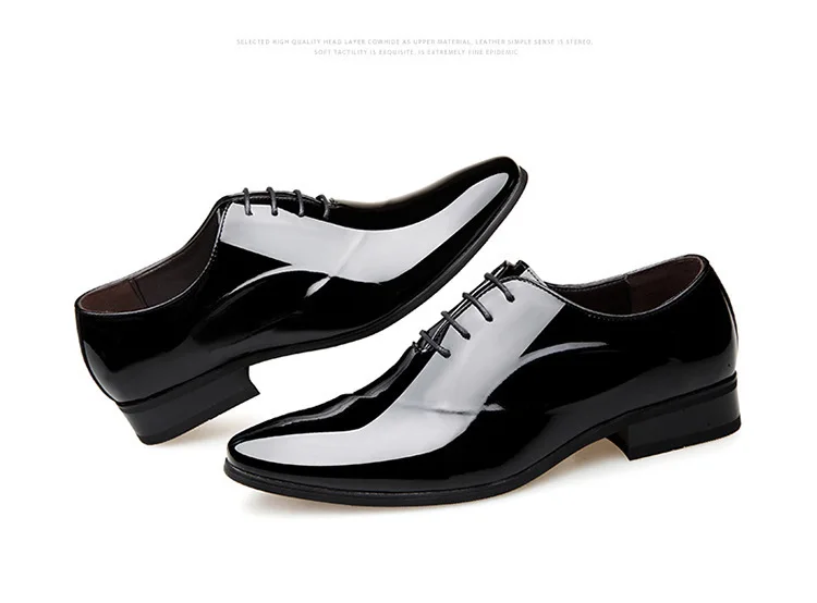Italian Oxford Shoes for Men Luxury Patent Leather Wedding Shoes Pointed Toe Dress Shoes Classic Plus Size 38-48