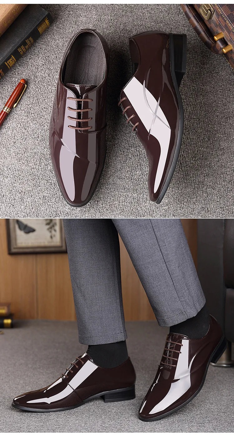 Italian Oxford Shoes for Men Luxury Patent Leather Wedding Shoes Pointed Toe Dress Shoes Classic Plus Size 38-48