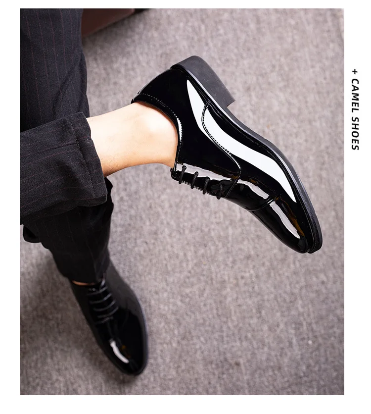 Italian Oxford Shoes for Men Luxury Patent Leather Wedding Shoes Pointed Toe Dress Shoes Classic Plus Size 38-48