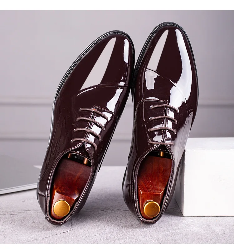 Italian Oxford Shoes for Men Luxury Patent Leather Wedding Shoes Pointed Toe Dress Shoes Classic Plus Size 38-48