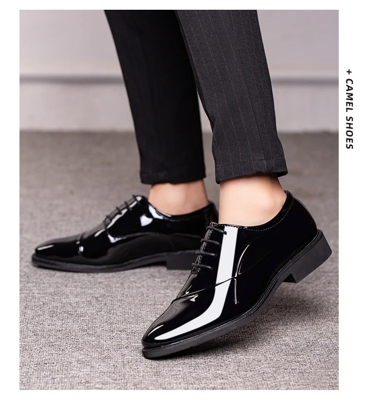 Italian Oxford Shoes for Men Luxury Patent Leather Wedding Shoes Pointed Toe Dress Shoes Classic Plus Size 38-48