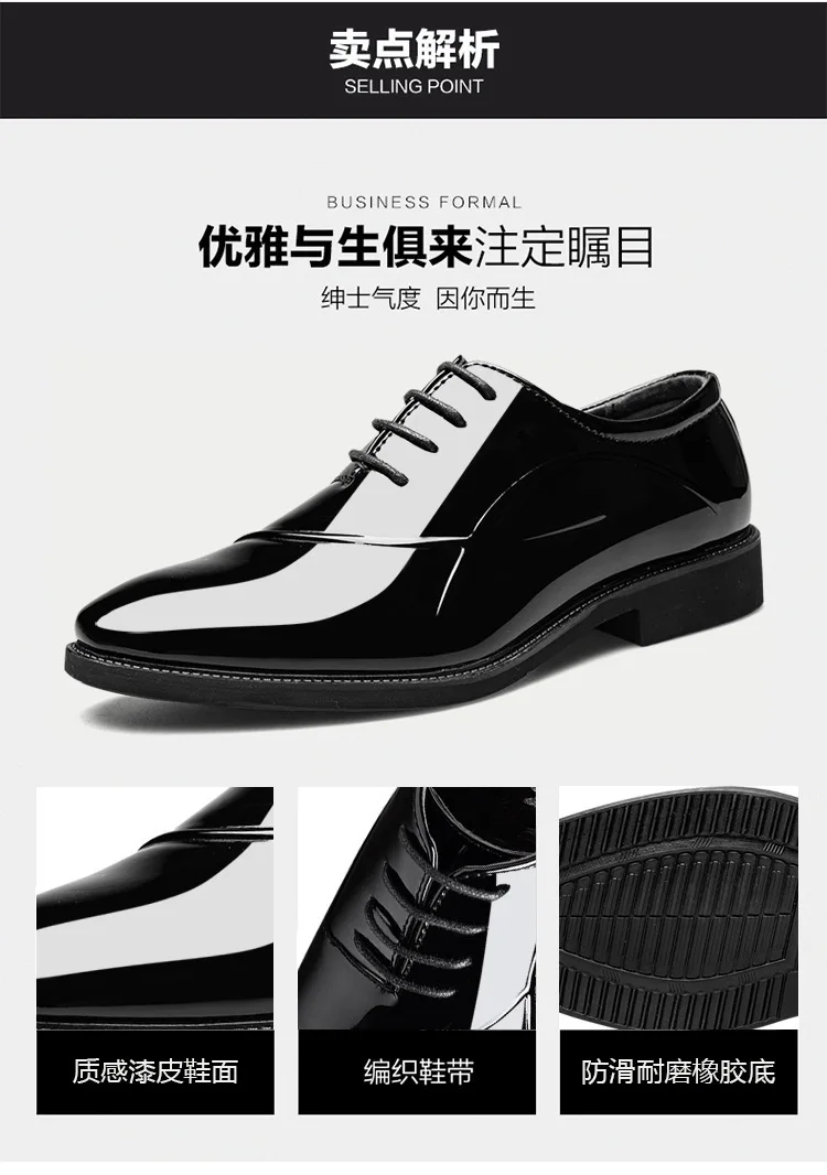 Italian Oxford Shoes for Men Luxury Patent Leather Wedding Shoes Pointed Toe Dress Shoes Classic Plus Size 38-48