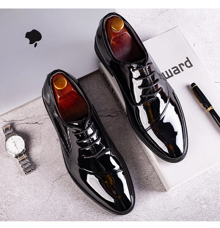 Italian Oxford Shoes for Men Luxury Patent Leather Wedding Shoes Pointed Toe Dress Shoes Classic Plus Size 38-48
