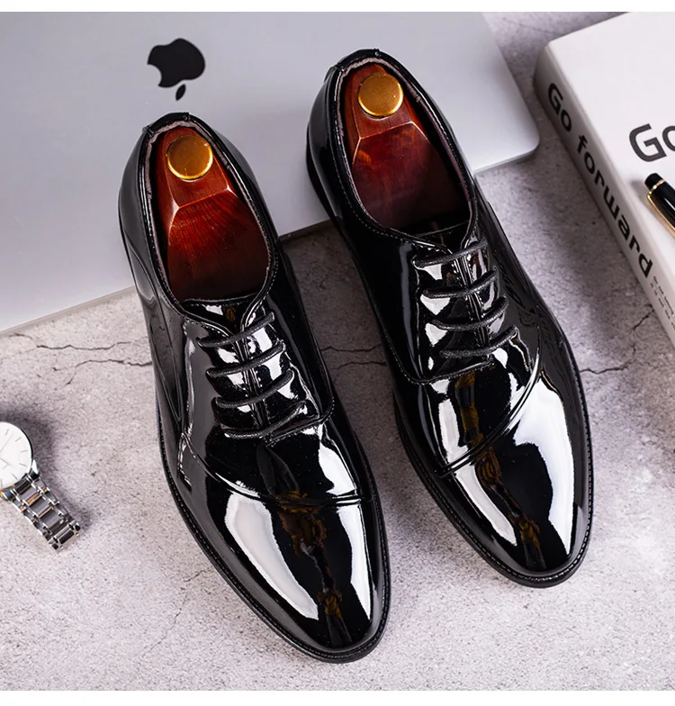 Italian Oxford Shoes for Men Luxury Patent Leather Wedding Shoes Pointed Toe Dress Shoes Classic Plus Size 38-48