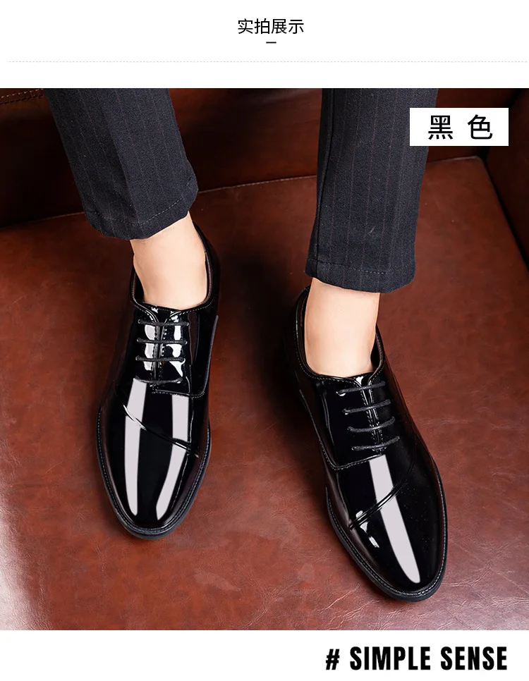 Italian Oxford Shoes for Men Luxury Patent Leather Wedding Shoes Pointed Toe Dress Shoes Classic Plus Size 38-48