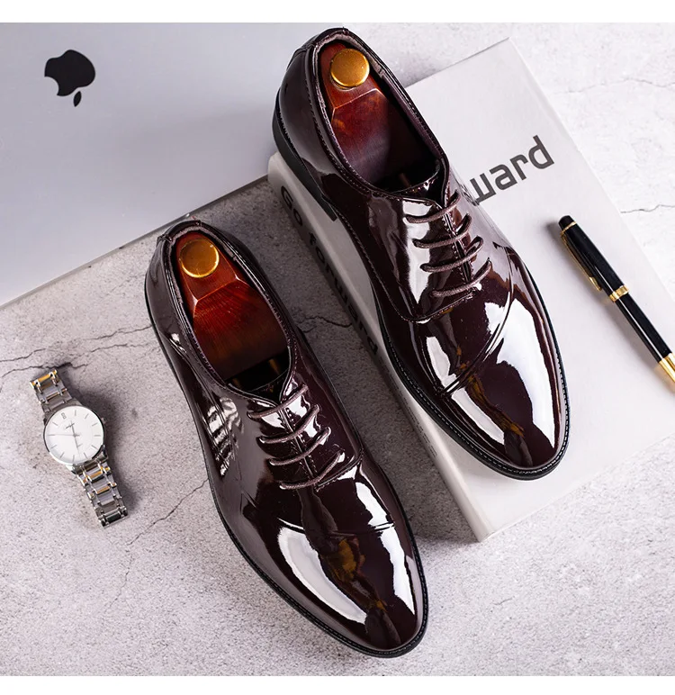 Italian Oxford Shoes for Men Luxury Patent Leather Wedding Shoes Pointed Toe Dress Shoes Classic Plus Size 38-48