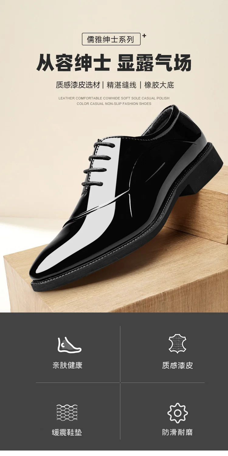 Italian Oxford Shoes for Men Luxury Patent Leather Wedding Shoes Pointed Toe Dress Shoes Classic Plus Size 38-48