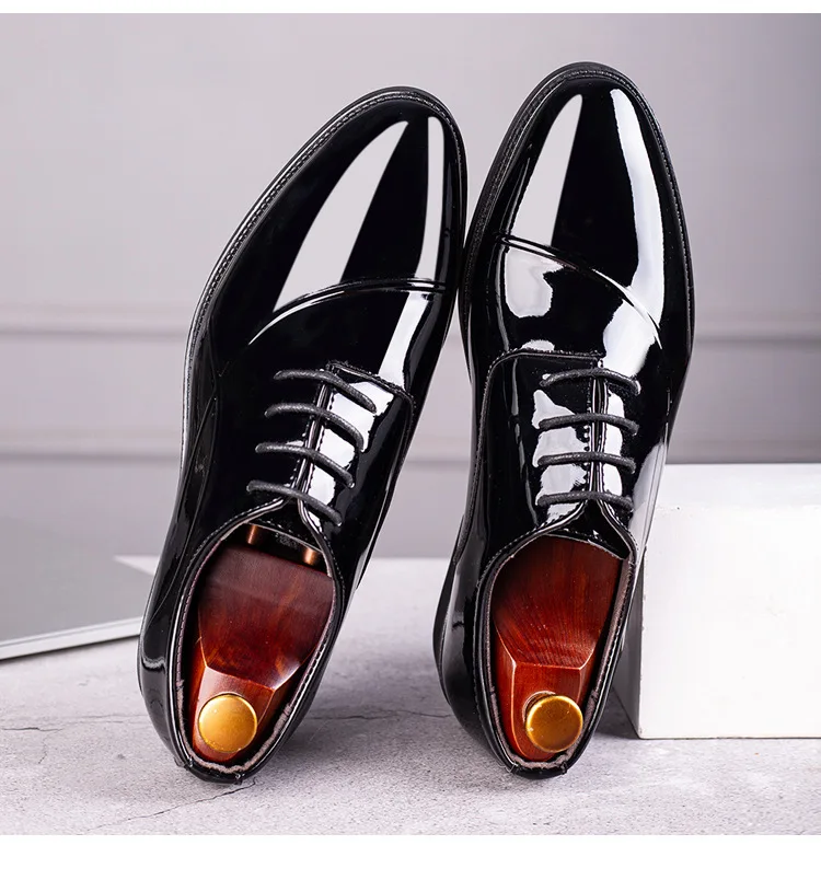 Italian Oxford Shoes for Men Luxury Patent Leather Wedding Shoes Pointed Toe Dress Shoes Classic Plus Size 38-48
