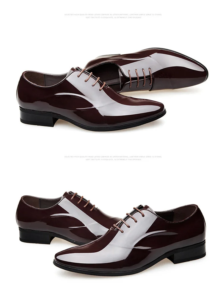 Italian Oxford Shoes for Men Luxury Patent Leather Wedding Shoes Pointed Toe Dress Shoes Classic Plus Size 38-48
