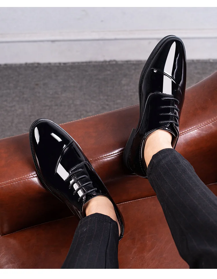 Italian Oxford Shoes for Men Luxury Patent Leather Wedding Shoes Pointed Toe Dress Shoes Classic Plus Size 38-48
