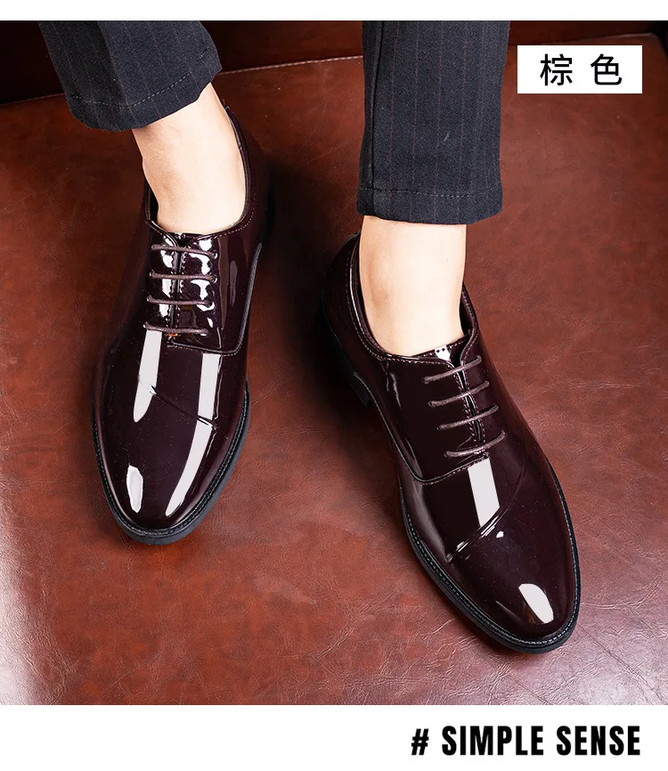 Italian Oxford Shoes for Men Luxury Patent Leather Wedding Shoes Pointed Toe Dress Shoes Classic Plus Size 38-48