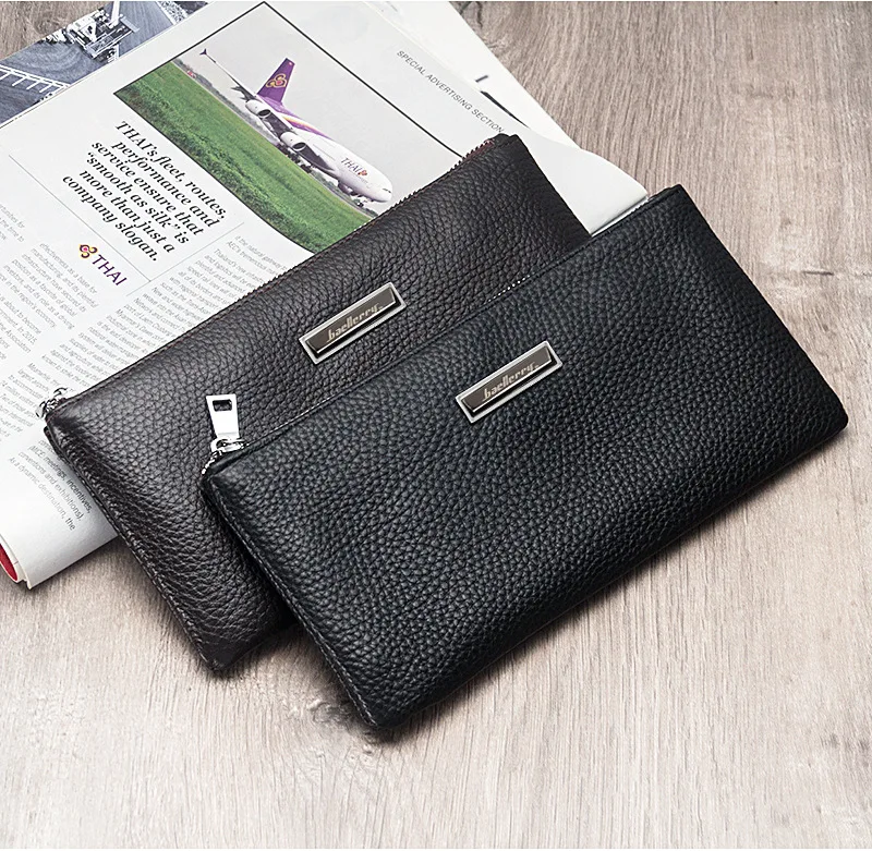 Baellerry Men's Long Business Wallet Genuine Leather Money Handbag Card Holder Mobile Phone Case - Gift for Father Son Husband
