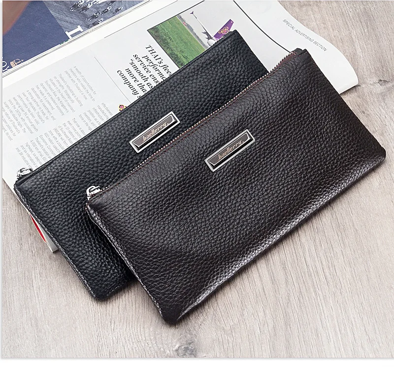 Baellerry Men's Long Business Wallet Genuine Leather Money Handbag Card Holder Mobile Phone Case - Gift for Father Son Husband