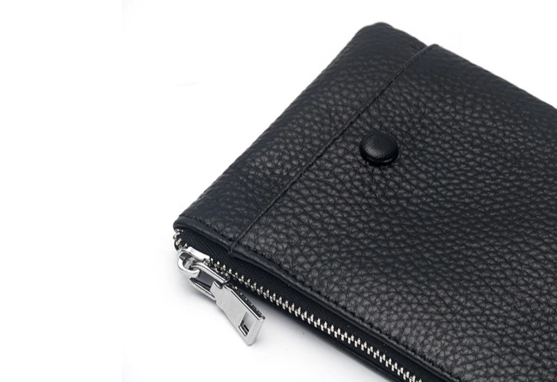 Baellerry Men's Long Business Wallet Genuine Leather Money Handbag Card Holder Mobile Phone Case - Gift for Father Son Husband