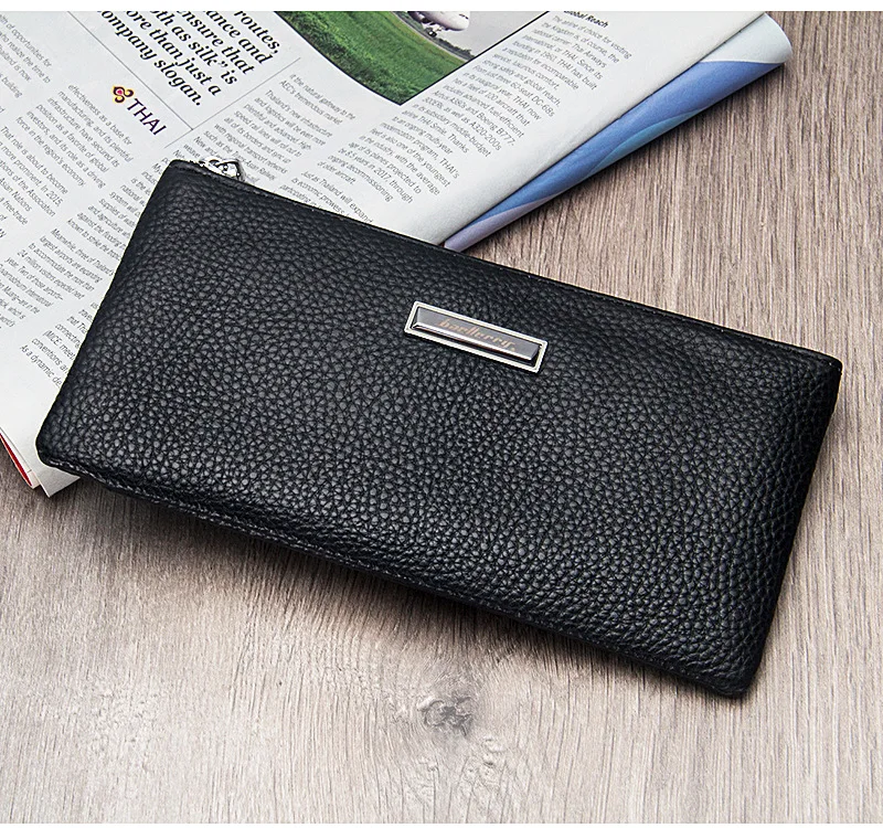 Baellerry Men's Long Business Wallet Genuine Leather Money Handbag Card Holder Mobile Phone Case - Gift for Father Son Husband