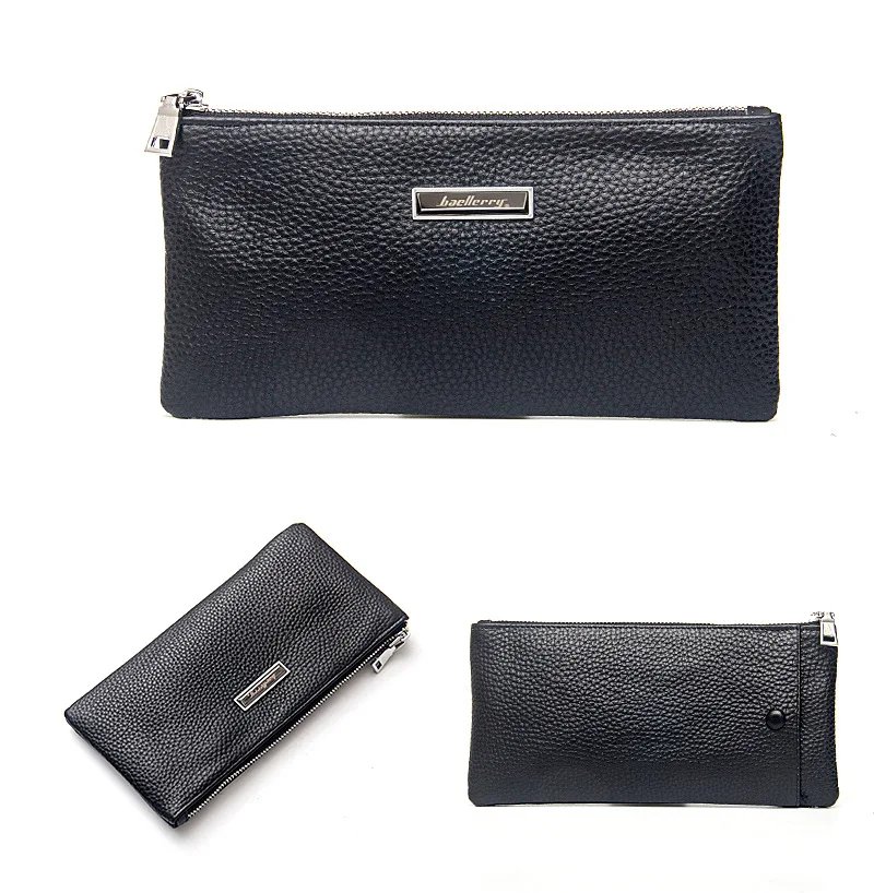 Baellerry Men's Long Business Wallet Genuine Leather Money Handbag Card Holder Mobile Phone Case - Gift for Father Son Husband