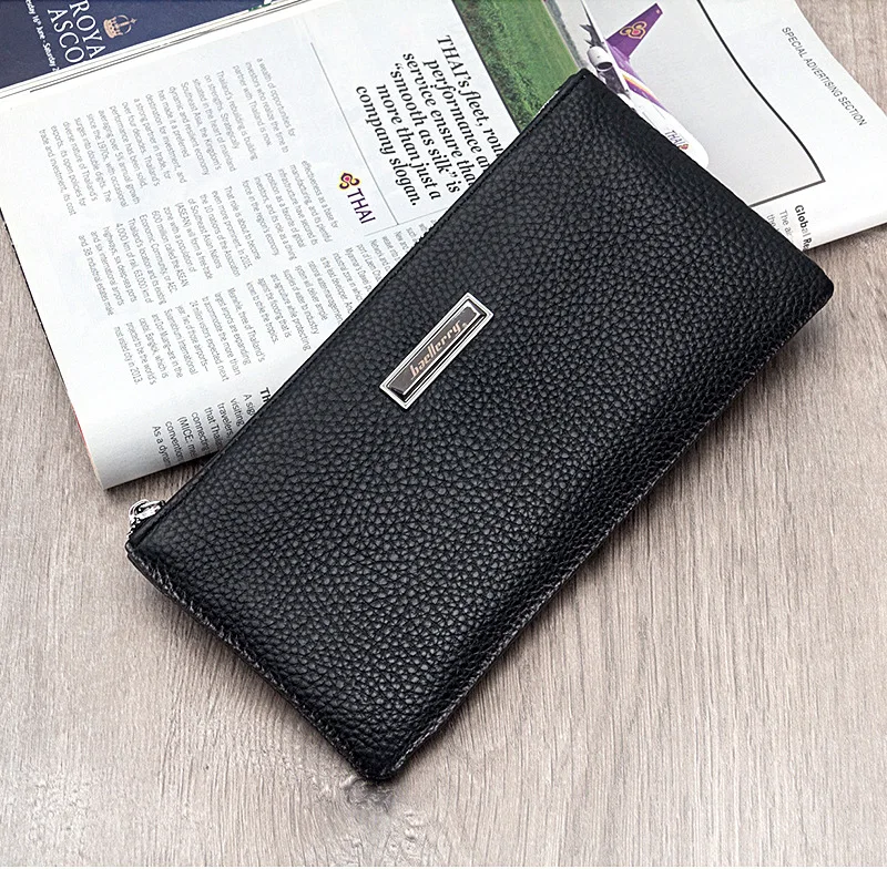 Baellerry Men's Long Business Wallet Genuine Leather Money Handbag Card Holder Mobile Phone Case - Gift for Father Son Husband