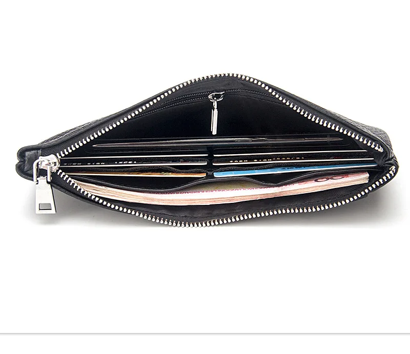 Baellerry Men's Long Business Wallet Genuine Leather Money Handbag Card Holder Mobile Phone Case - Gift for Father Son Husband
