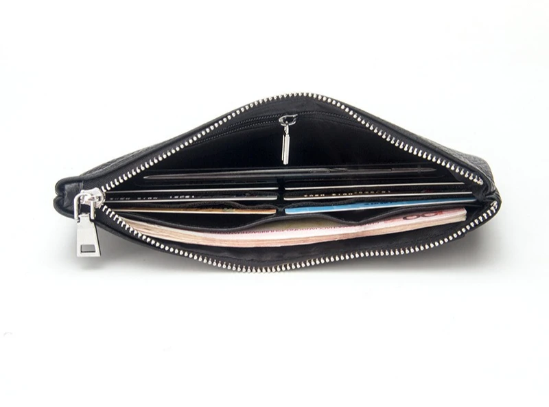 Baellerry Men's Long Business Wallet Genuine Leather Money Handbag Card Holder Mobile Phone Case - Gift for Father Son Husband