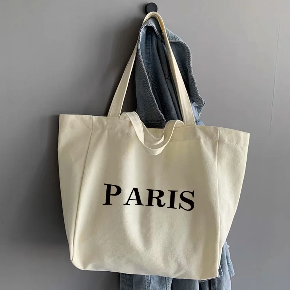 Canvas Shopping Bags New Text Series Women Casual Large Capacity Ins Tote Bag Cute Shopper Bag Simple Korean Style Shoulder Bag