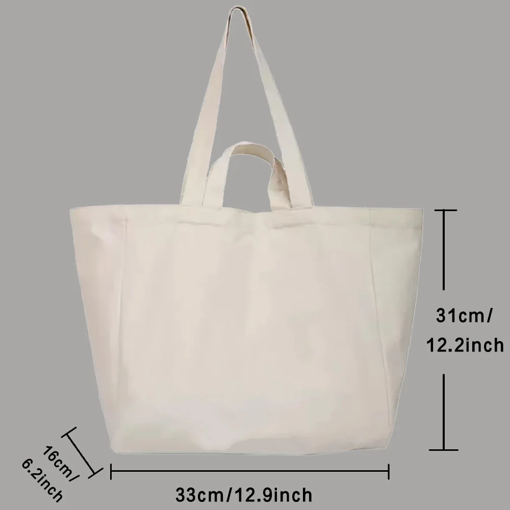 Canvas Shopping Bags New Text Series Women Casual Large Capacity Ins Tote Bag Cute Shopper Bag Simple Korean Style Shoulder Bag