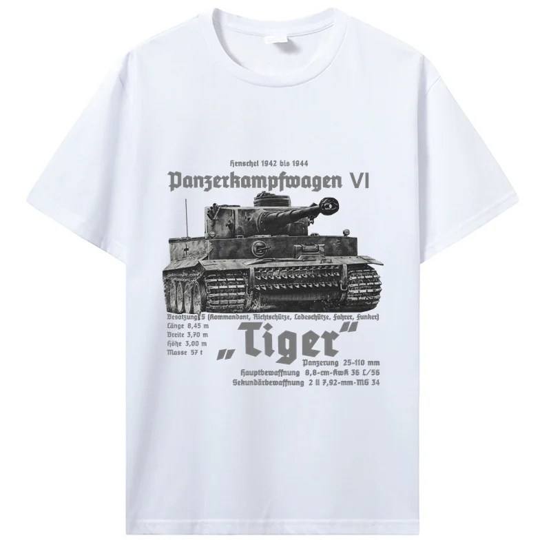 2026 German Armored Troops Tiger Tank Printed T-Shirt Royal Armoury Summer Cotton Short Sleeve Men T Shirt Streetwear Tee Summer