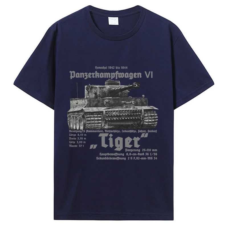 2026 German Armored Troops Tiger Tank Printed T-Shirt Royal Armoury Summer Cotton Short Sleeve Men T Shirt Streetwear Tee Summer