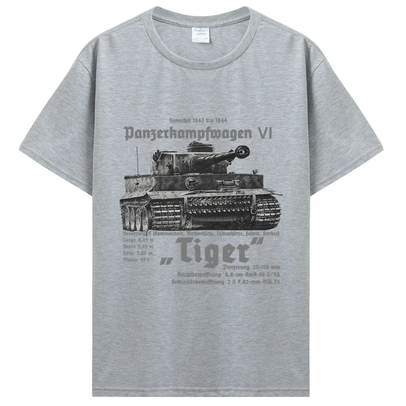 2026 German Armored Troops Tiger Tank Printed T-Shirt Royal Armoury Summer Cotton Short Sleeve Men T Shirt Streetwear Tee Summer