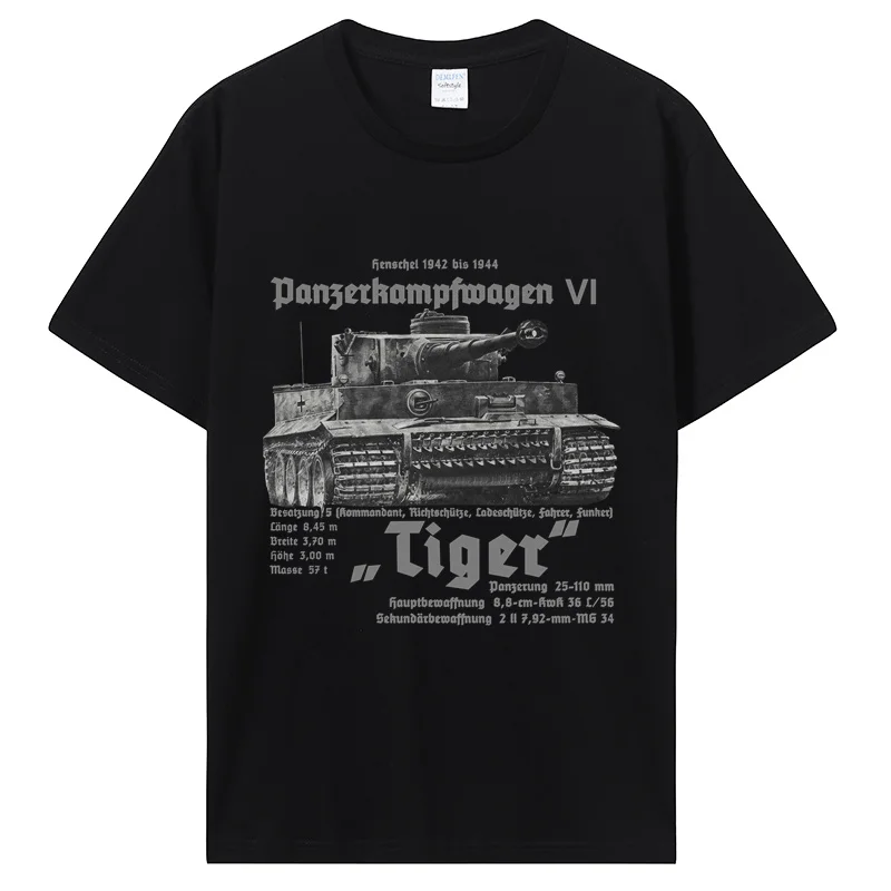 2026 German Armored Troops Tiger Tank Printed T-Shirt Royal Armoury Summer Cotton Short Sleeve Men T Shirt Streetwear Tee Summer