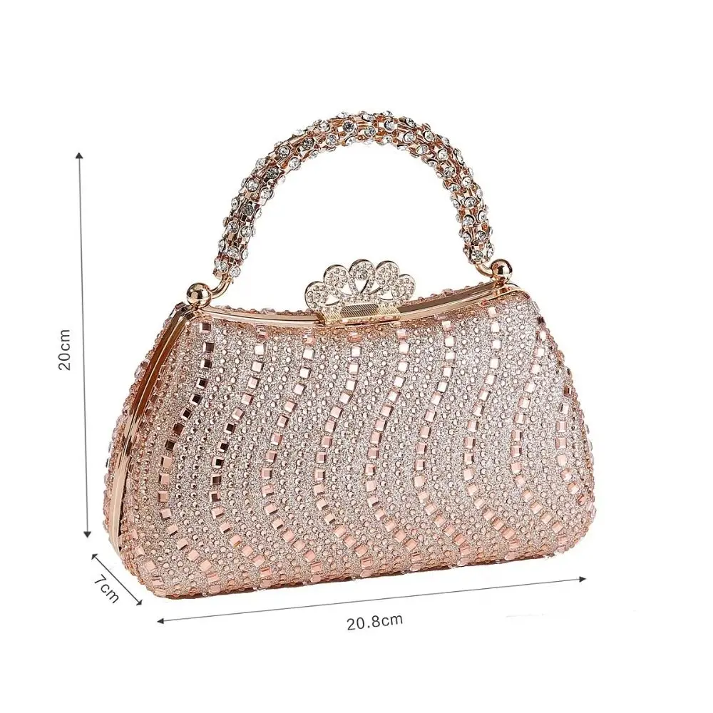Luxury Diamond Embedded Evening Bag Elegant Style Small Size Women Handbags Fashionable Design Clutch Bag Wedding Event