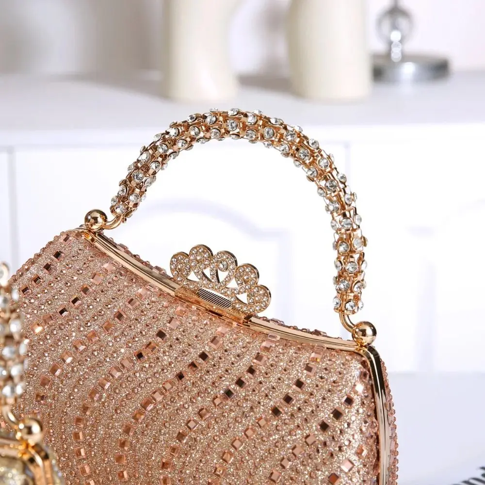 Luxury Diamond Embedded Evening Bag Elegant Style Small Size Women Handbags Fashionable Design Clutch Bag Wedding Event