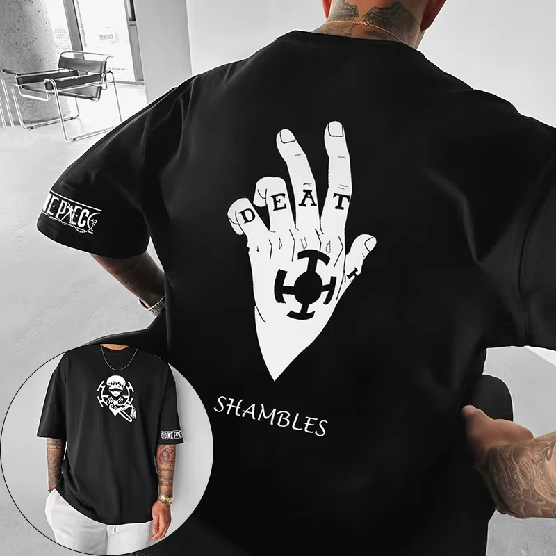 2026 New ONE PIECE Men's T-Shirt Trafalgar Law Japanese Anime Summer Cotton Y2K Harajuku Men's and Women's Short Sleeves