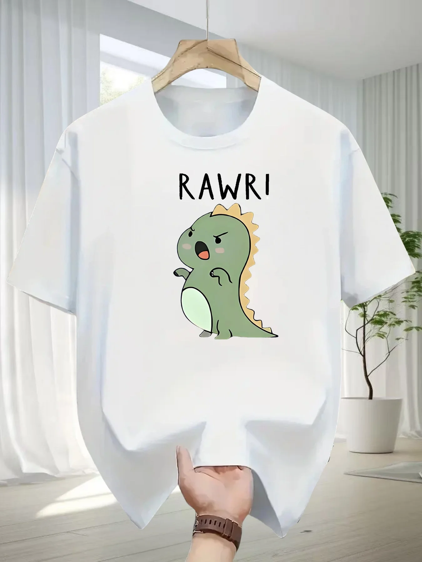 Funny RAWR Dinosaur Graphic T Shirt Women Men Summer Casual Short Sleeve Crew Neck Loose Tee Kawaii Animal Print Harajuku Top