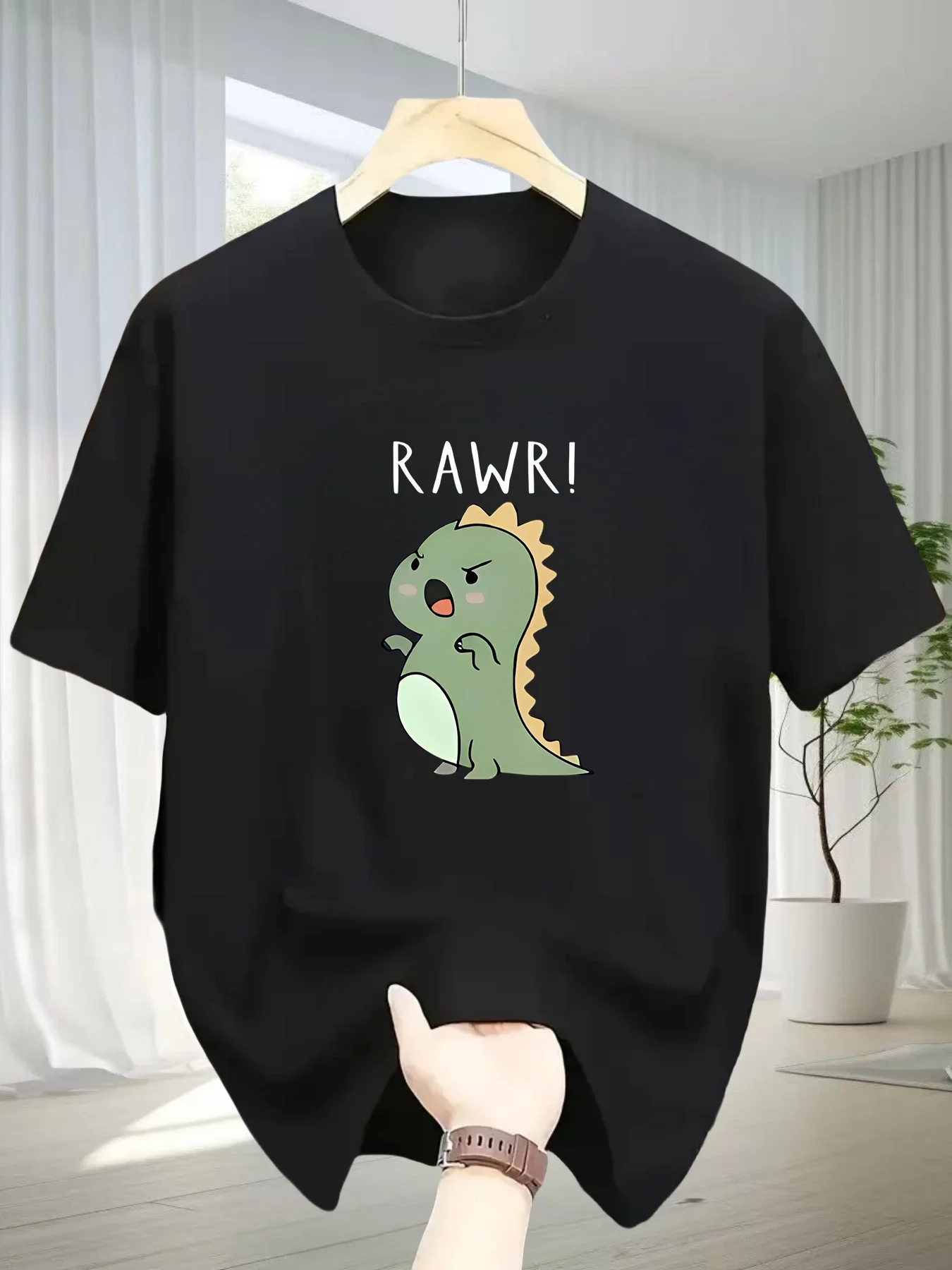 Funny RAWR Dinosaur Graphic T Shirt Women Men Summer Casual Short Sleeve Crew Neck Loose Tee Kawaii Animal Print Harajuku Top