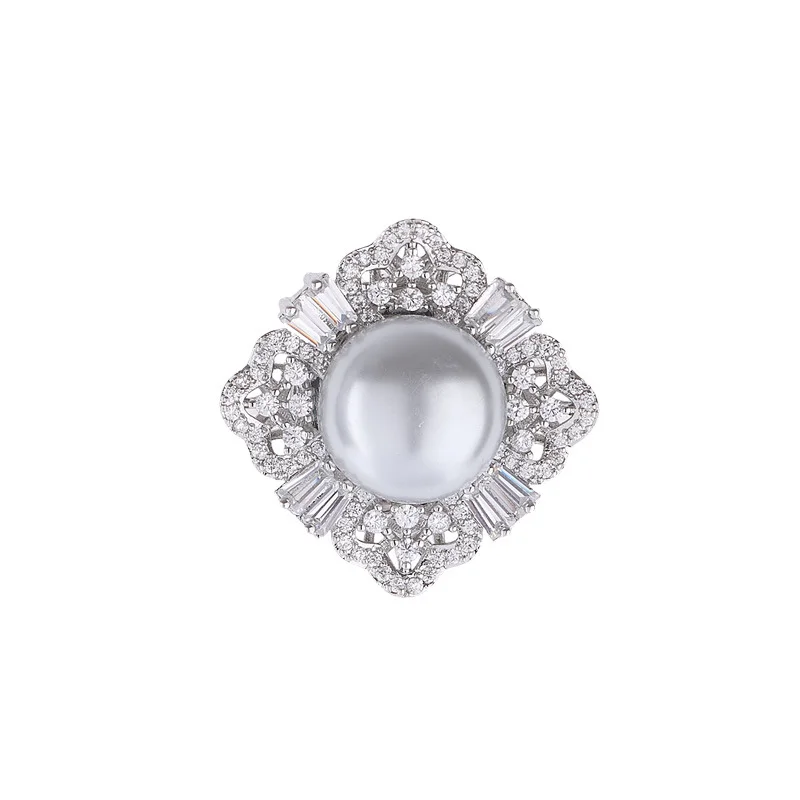Elegant, High-Quality Geometric Square Pearl Magnetic Brooch: Modest Blouse Neckline Fastener and Accessory for Women