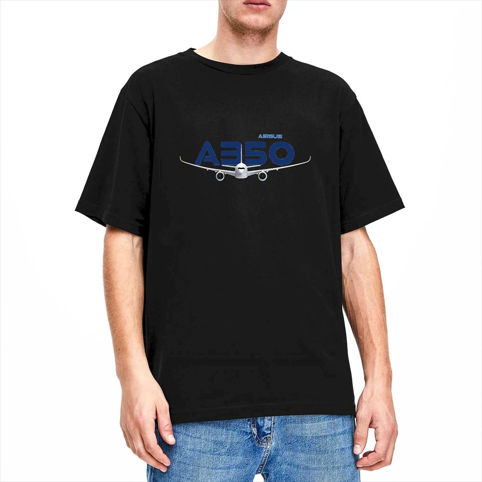 Airbus A350 T Shirt Men  Vintage T Shirts Summer Crew Neck Leisure Tee Shirt Hot Sale Oversized Tops