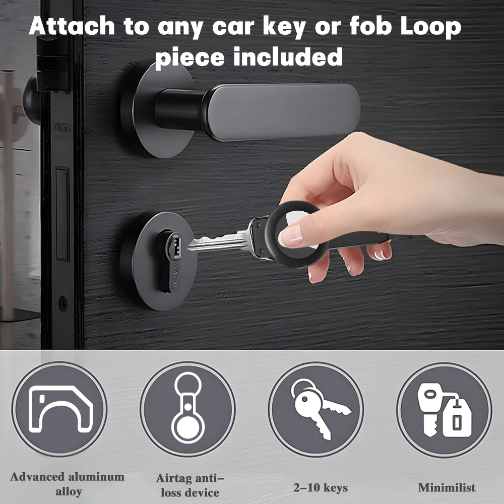 Aluminum Alloy Keychain for Apple Airtag Key Holder Compatible Tracking Keyfob for Smart Key Rings
