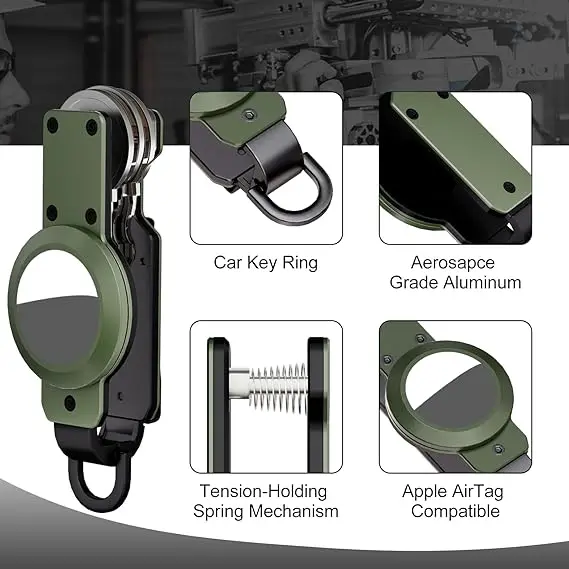 Aluminum Alloy Keychain for Apple Airtag Key Holder Compatible Tracking Keyfob for Smart Key Rings