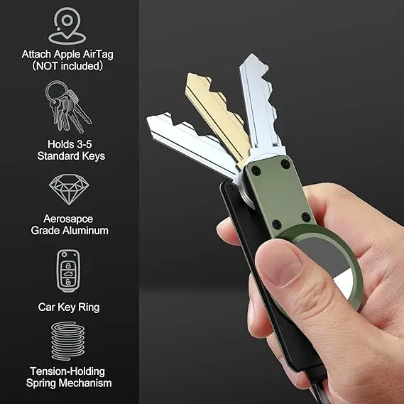 Aluminum Alloy Keychain for Apple Airtag Key Holder Compatible Tracking Keyfob for Smart Key Rings