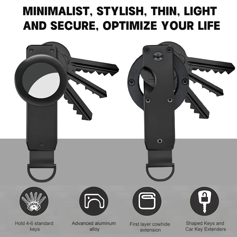 Aluminum Alloy Keychain for Apple Airtag Key Holder Compatible Tracking Keyfob for Smart Key Rings