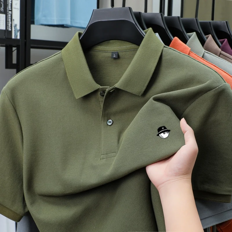 Summer best-selling brand new cartoon exquisite pattern embroidered polo shirt fashionable men 100% cotton comfortable short top