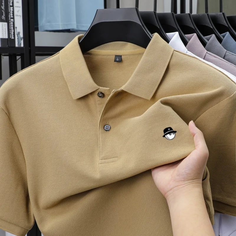 Summer best-selling brand new cartoon exquisite pattern embroidered polo shirt fashionable men 100% cotton comfortable short top