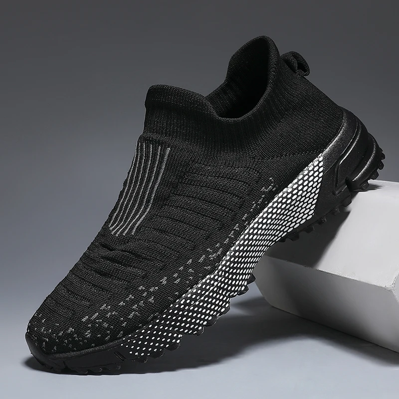 Men Sports Running Black Jogging Shoes Casual Sneakers Outdoor Breathable Mesh for Women Light Shock-absorption Black Tennis